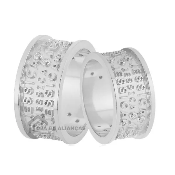 Alianças Personalizadas Para Namoro Em Prata - L-AG-1177 - Alianças Exclusivas