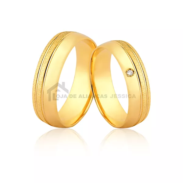 Alianças com Pedras em Ouro 10K - A-JE-594 - Alianças Exclusivas