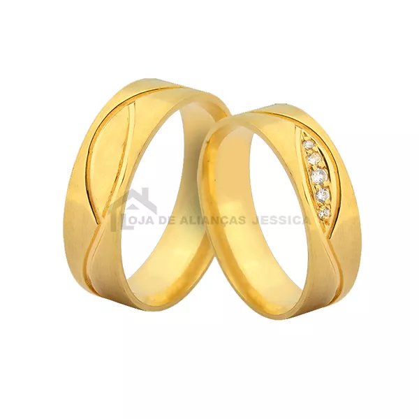 Alianças com Pedras em Ouro 10K - A-JN-383 - Alianças Exclusivas