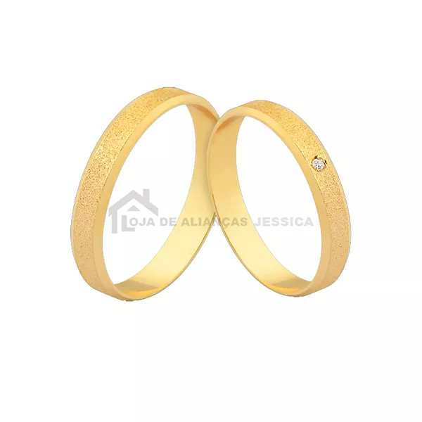 Alianças De Ouro 10K Com Pedra - A-J-554 - Alianças Exclusivas