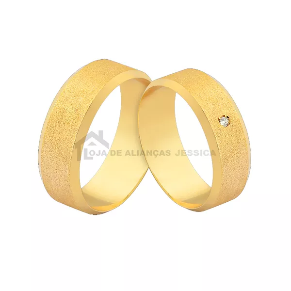 Promoção de Alianças com Pedra em Ouro 10K - A-J-559 - Alianças Exclusivas