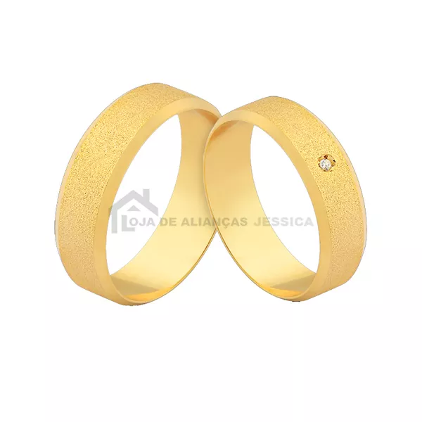 Alianças De Ouro Com Pedra Grátis - L-J-557-Z - Alianças Exclusivas