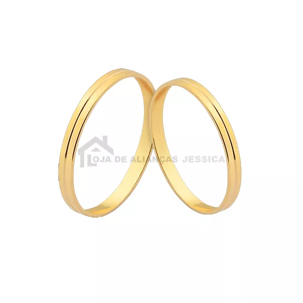 Lindas Alianças De Noivado e Casamento Em Ouro 18k - L-J-235 - Alianças Exclusivas
