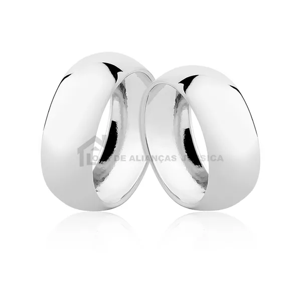 Par De Alianças De Ouro Branco 18k - L-CM-80-B - Alianças Exclusivas