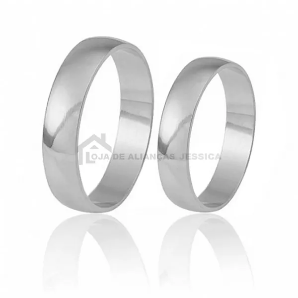 Par De Alianças Leve De Ouro Branco 18k - L-CM-46-B - Alianças Exclusivas