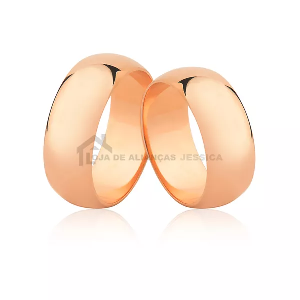 Par De Alianças Largas De Ouro Rosé 18k - L-CM-75-R - Alianças Exclusivas