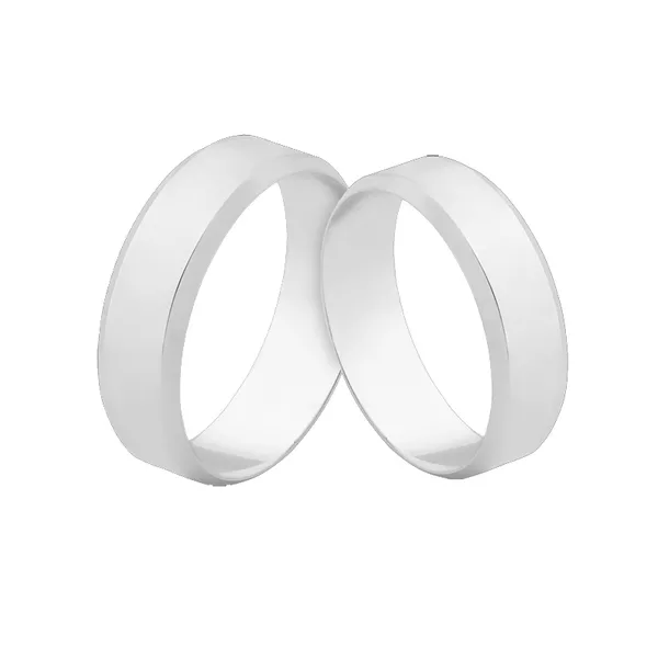 Par De Alianças Chanfradas De Ouro Branco - L-J-577-B - Alianças Exclusivas