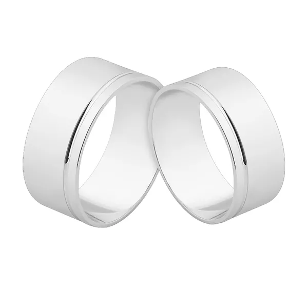 Par De Alianças De Ouro Branco 18k Retas - L-J-325-B - Alianças Exclusivas