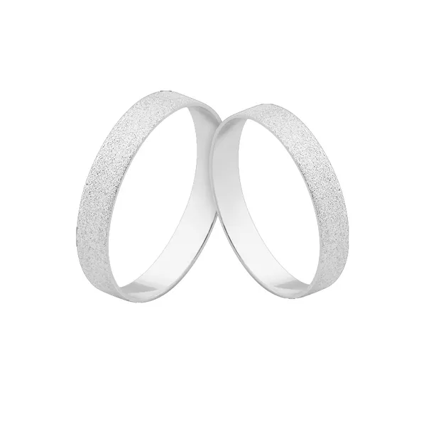 Par De Alianças Em Ouro Branco Foscas - L-J-465-B - Alianças Exclusivas