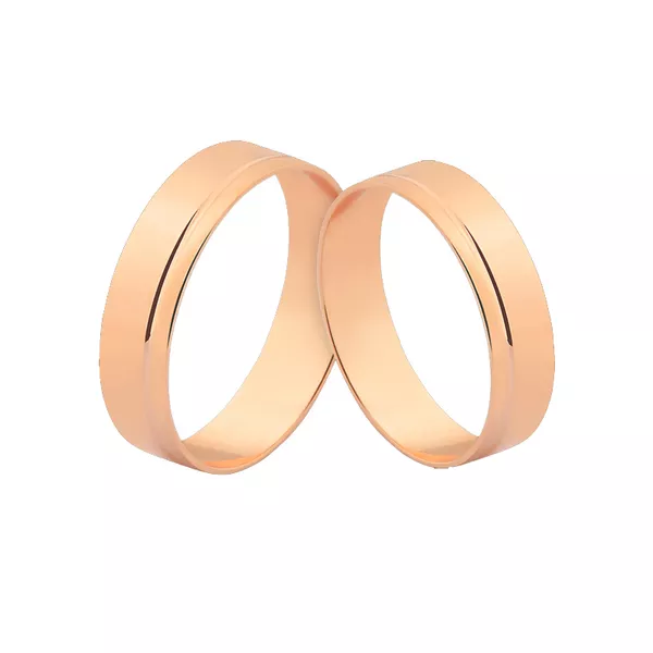 Par De Alianças De Ouro Rosé 18k Retas - L-J-265-R - Alianças Exclusivas