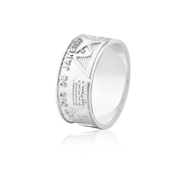 Aliança De Ouro Branco Com a Cidade Do Rio De Janeiro - A-JN-508-B - Alianças Exclusivas