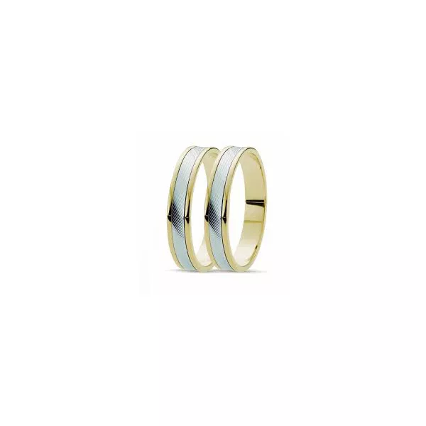 Aliança de Bodas com Ouro Amarelo e Ouro Branco - Modelo Tóquio