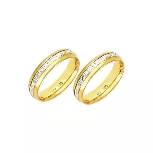 Aliança de Bodas com Ouro Amarelo e Ouro Branco - Modelo Amsterdam