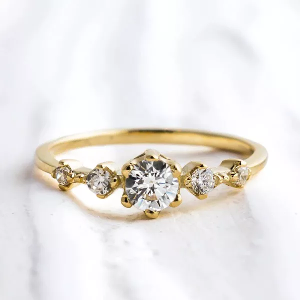 Anel Noivado Ouro18k - Anny Zircônia