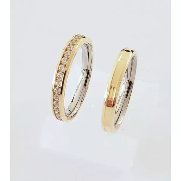 Aliança Ouro 18k 750 e Prata 950 - Modelo Maitê