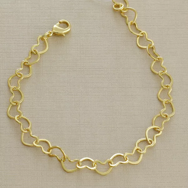 Pulseira ouro 18k coração 4g 