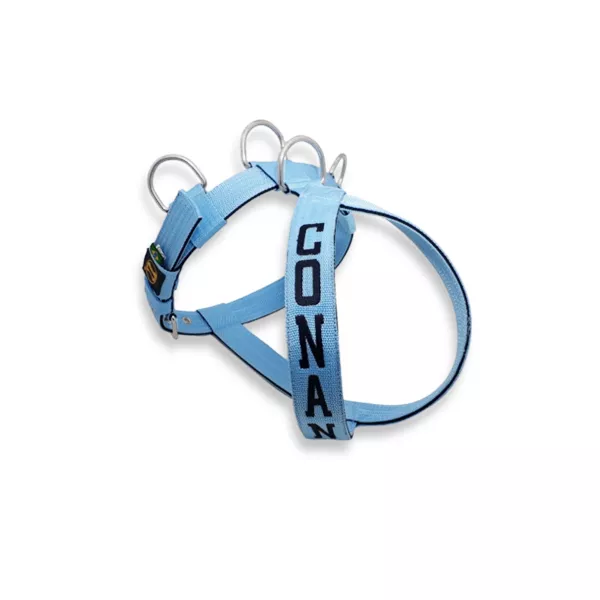 Peitoral Para Cachorro Personalizado Azul Claro e Preto