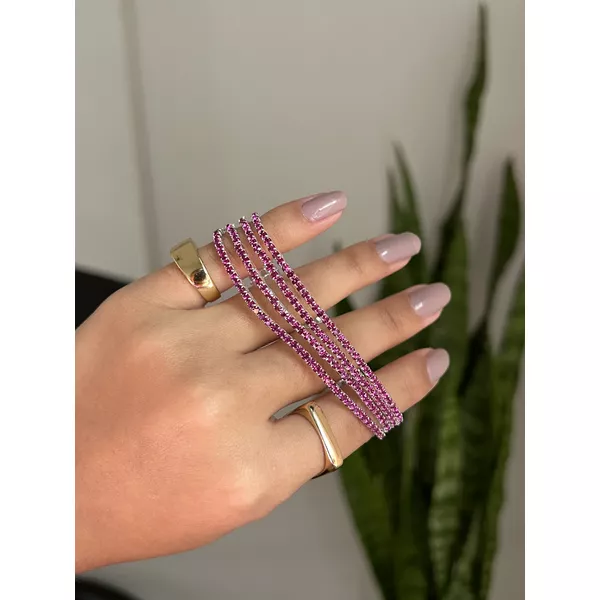 Kit 4 Pulseiras Rivieras Elástico Fúcsia 