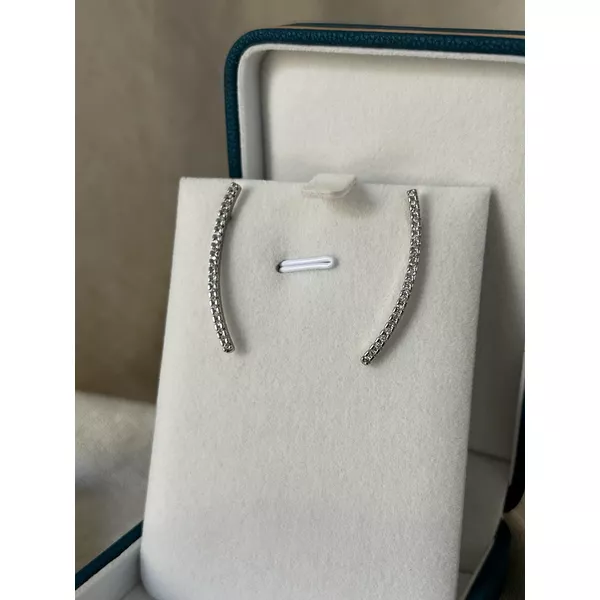  Brinco Ear Cuff Filete Zircônia Banhado a Ródio Branco