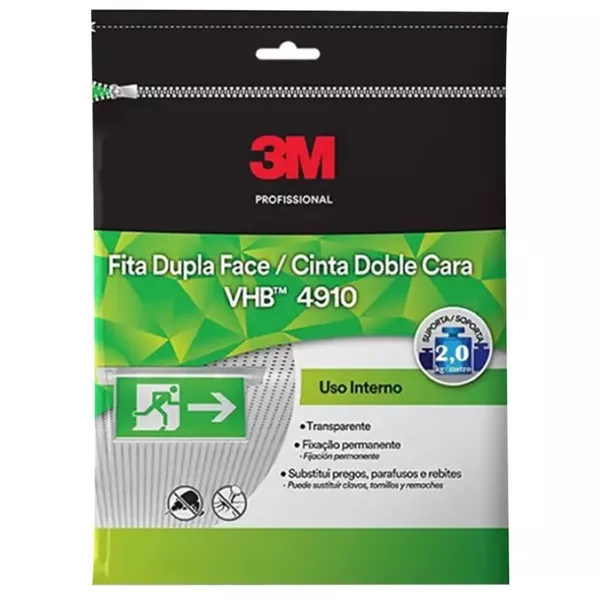 FITA DUPLA FACE VHB 4910 DE ADESIVO TRANSPARENTE.