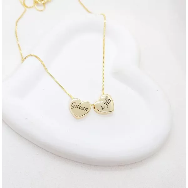 Colar Com Até 4 Corações Personalizados Banhado a Ouro