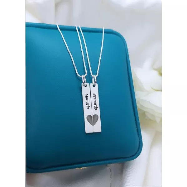 Conjunto De Correntes Personalizada Para Casal Em Prata 925