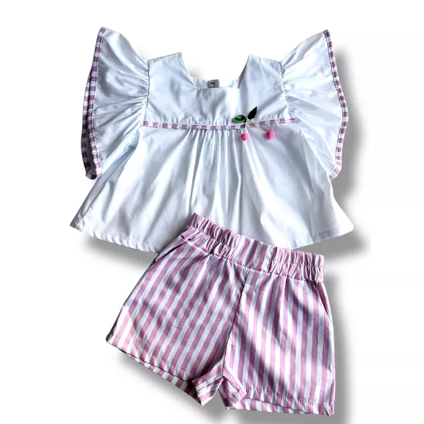 Conjunto Melinda listras rosa