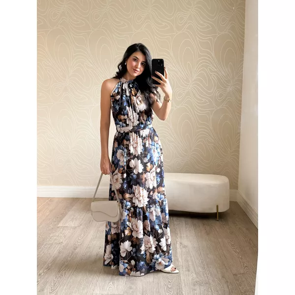 Vestido Floral fundo azul