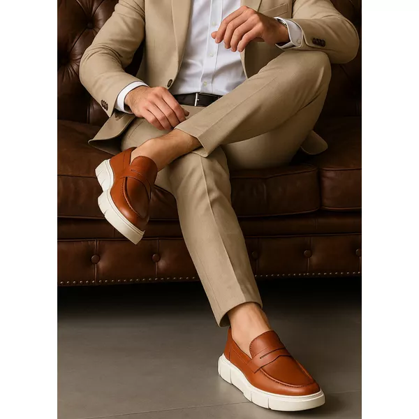 Kit 2 Mocassim Masculino Oxford Couro Soft Sola Alta Tratorada