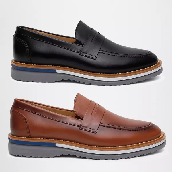 Kit 2 Mocassim Masculino Oxford Couro Soft - Preto + Avelã | Atria