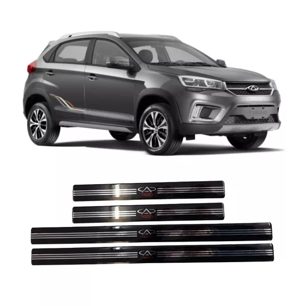 Soleira Porta Tiggo Resinado Premium Preto URA