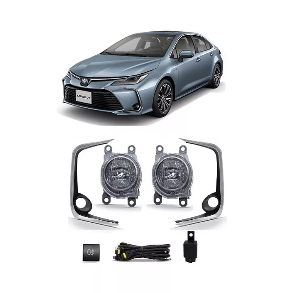 Kit Farol de Milha Corolla 2020/ Moldura Cromada e Botão Modelo Original Suits