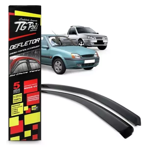Calha de Chuva Fiesta Hatch 1996 a 2003 Courier 1997 a 2013 2 Portas TG Poli