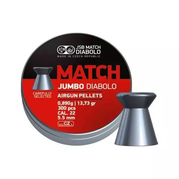 Chumbinhos JSB Match Jumbo 5,5 Peso médio: 0,890g / 13,73 gr lata com 300 pçs