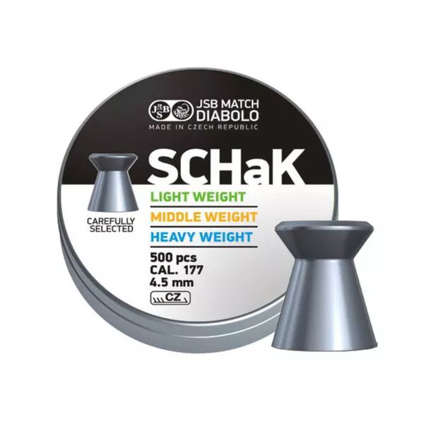 Chumbinhos JSB SCHaK Middle Weight 4,5mm Peso médio: 0,520g / 8,02