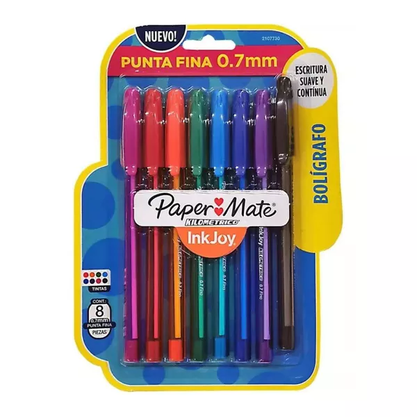 Kit Canetas Esferográficas InkJoy 0,7mm - Paper Mate 8 Cores