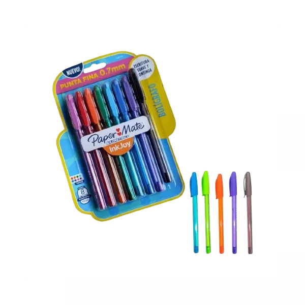 Kit Canetas Esferográficas InkJoy 0,7mm - Paper Mate 8 Cores