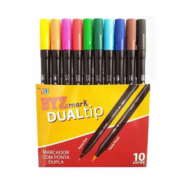 Kit Caneta Dual Brush Dualtip C/ 10 Cores Bismark 