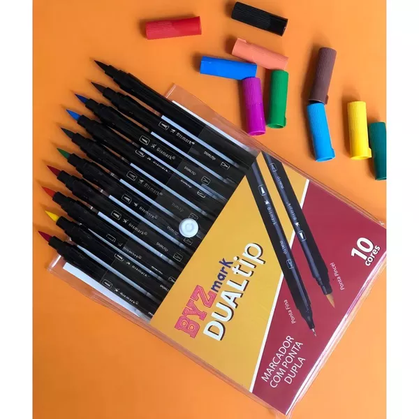 Kit Caneta Dual Brush Dualtip C/ 10 Cores Bismark 