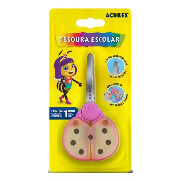 Tesoura Escolar Joaninha Sortida Acrilex