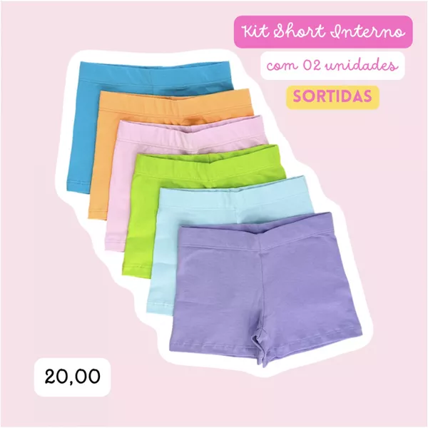KIT SHORT INTERNO INFANTIL (CORES SORTIDAS) - 02 UNIDADES