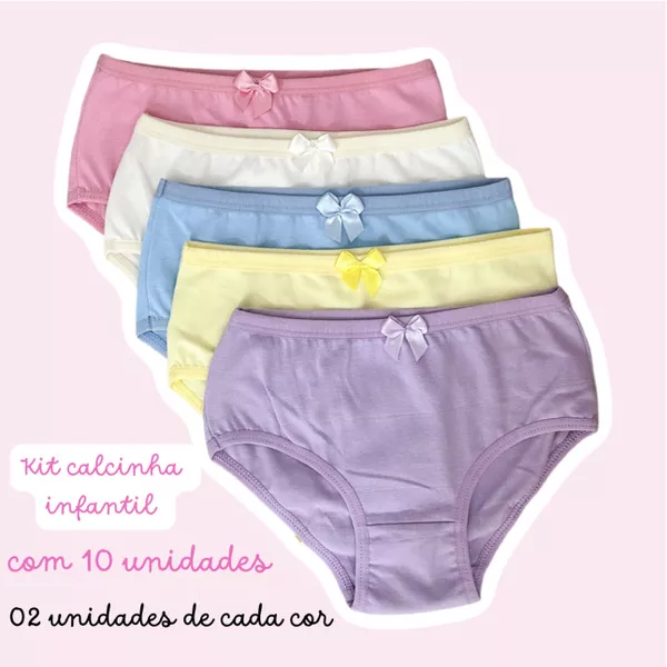 KIT CALCINHA INFANTIL - COM 10 UNIDADES (LISAS) 