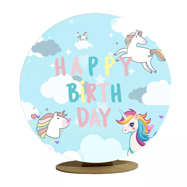 Capa Mini Painel Redondo 50x50cm Decorativo Tema Unicornio Decoração Festa Infantil