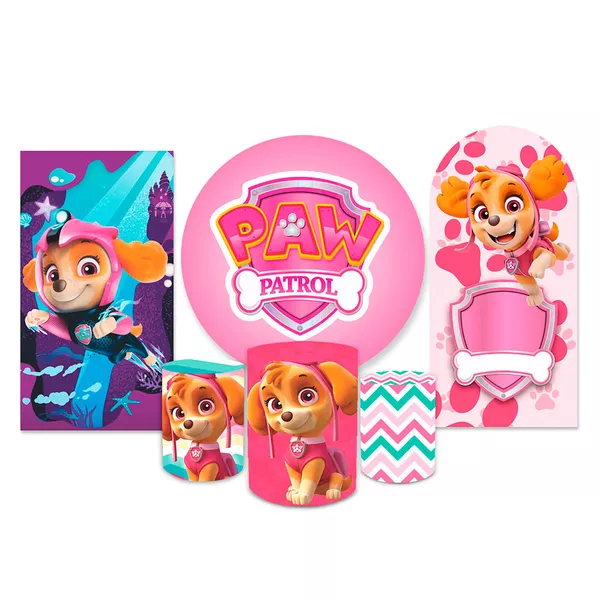 Kit Capadinho + Painel Romano Tema Sky Patrulha Canina
