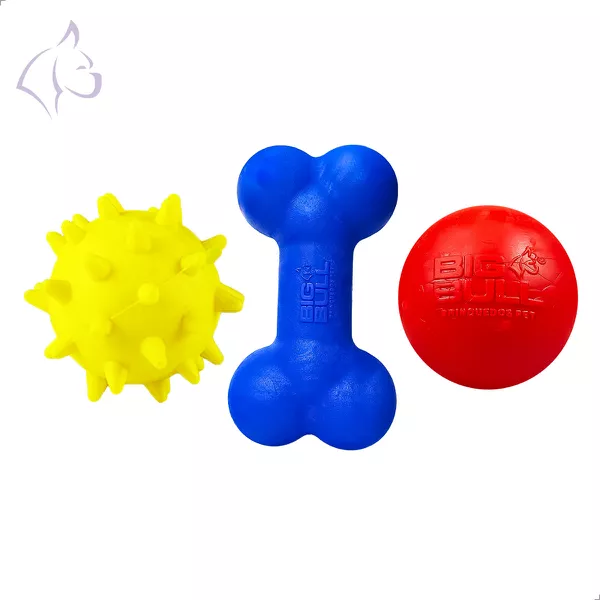 Kit Brinquedos Porte Pequeno Bola Cravo Osso Bola - Big Bull Pet
