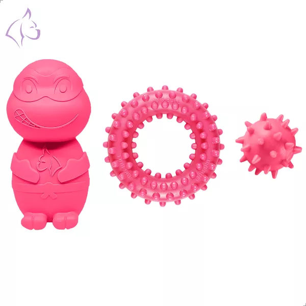 Kit Brinquedos Porte Pequeno Tartaruga Anel Bola Cravo - Big Bull Pet