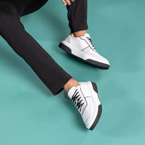 Tênis Fly Casual Masculino Sneaker Lion Branco e Alvejado | Bigioni