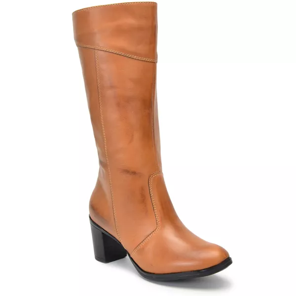Botas Femininas Cano Médio Salto Grosso Caramelo