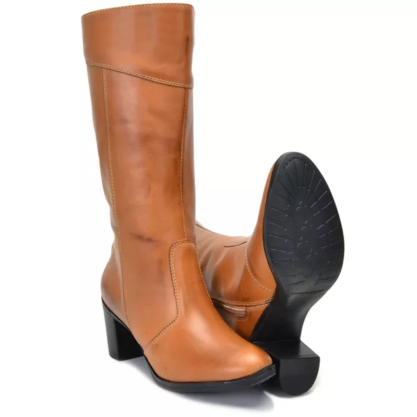 Botas Femininas Cano Médio Salto Grosso Caramelo