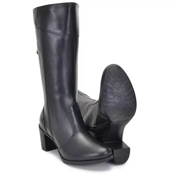 Bota Feminina Cano Médio Salto Grosso Preto